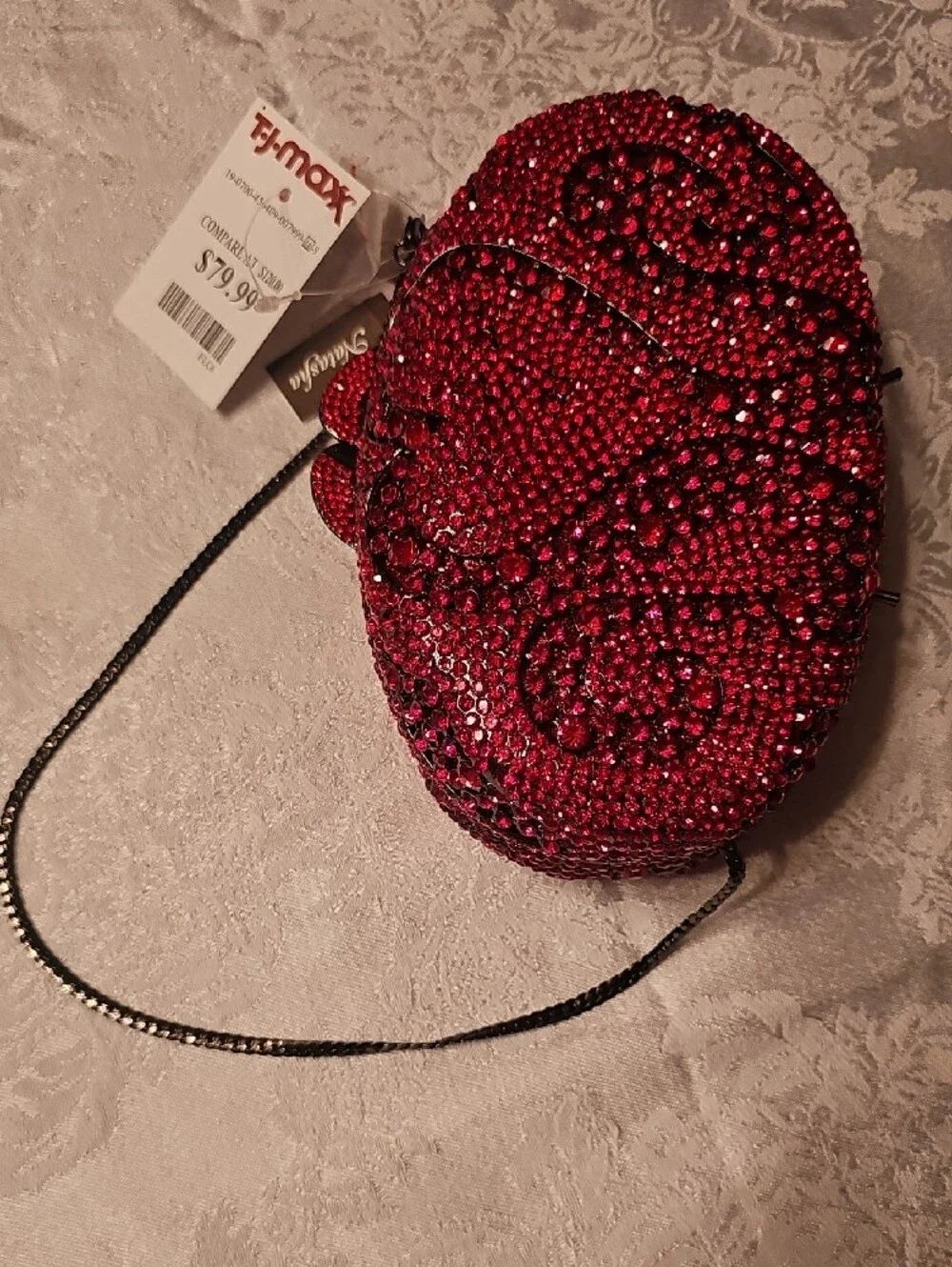 Red Crystal Embellished Oval Clutch - NWT Women Accessories